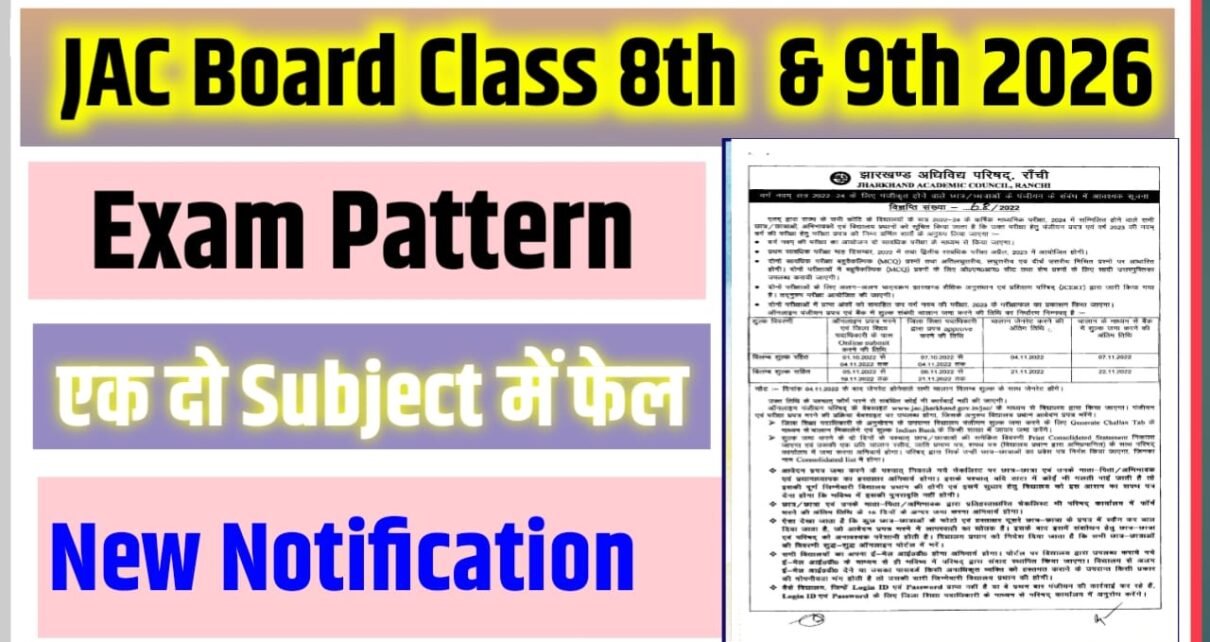 JAC Board Class 8th & 9th Exam Pattern 2027